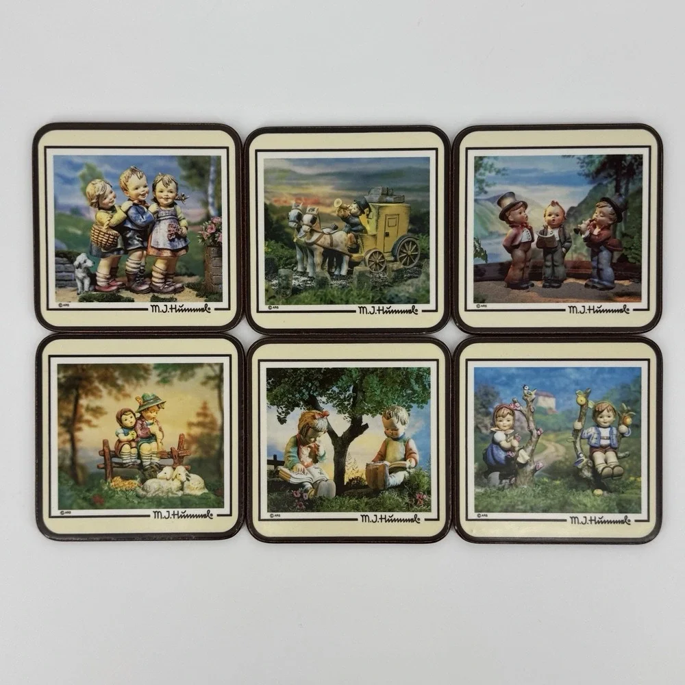Vintage 1986 Hummel Coasters Set of 6 M.J. Hummel Papernell Made England Cottage
